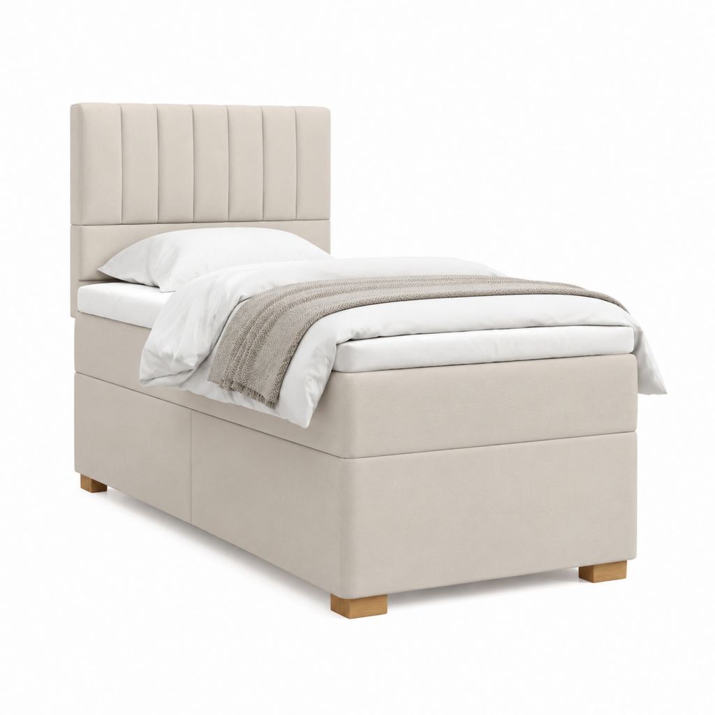 Polsterbett mit Bettkasten Beige Polyester Rechteckig Liegefläche 90 x 200 cm