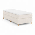 Boxspringbett Einzelbett Cremeweiß Polyester Cord 90 x 200 cm mit Matratze und Topper