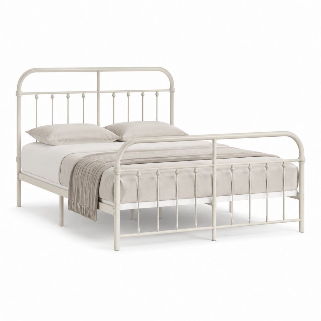 Metallbett Bettgestell Weiß pulverbeschichteter Stahl rechteckig 160 x 200 cm