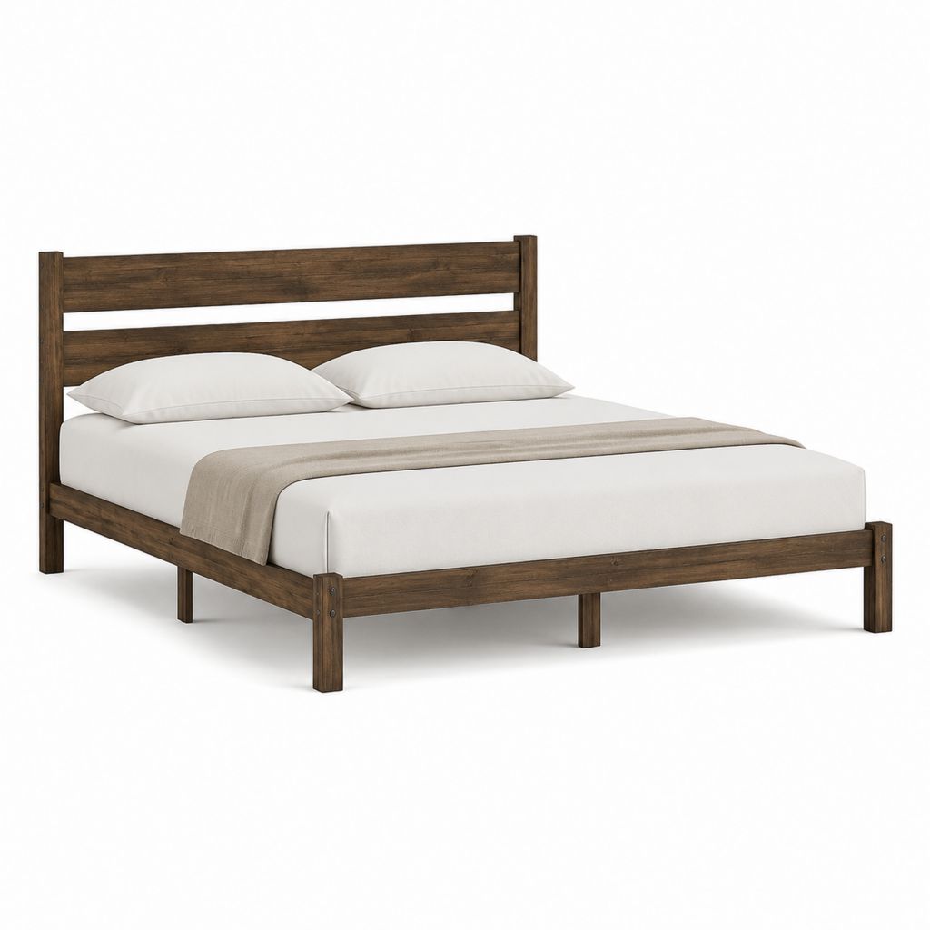 Massivholzbett Doppelbett dunkelbraun aus Kiefernholz rechteckig 160 x 200 cm