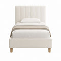 Polsterbett Einzelbett Creme Polyester Rechteckig 90 x 200 cm