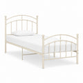 Metallbett Einzelbett Cremeweiß Stahl Rundbogen 90 x 200 cm