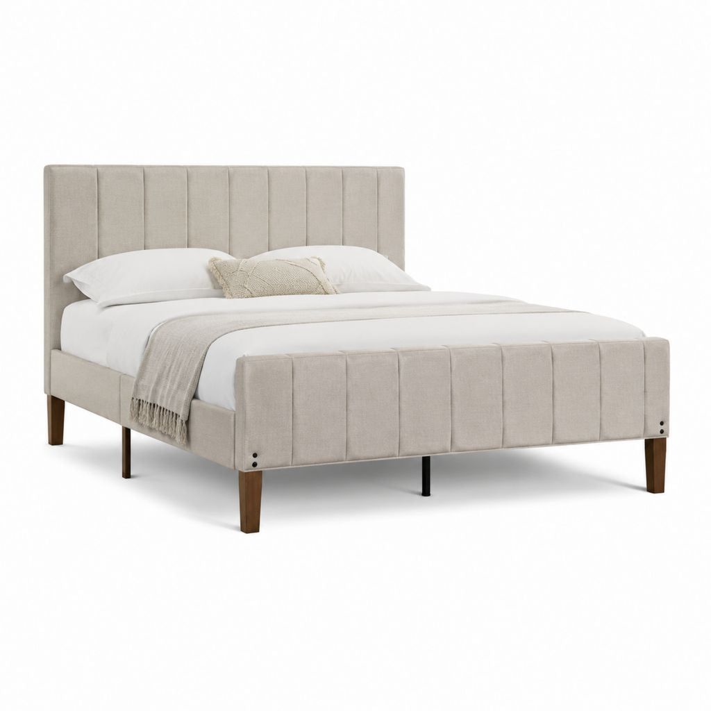Polsterbett Beige mit Polyesterbezug rechteckig 160 x 200 cm