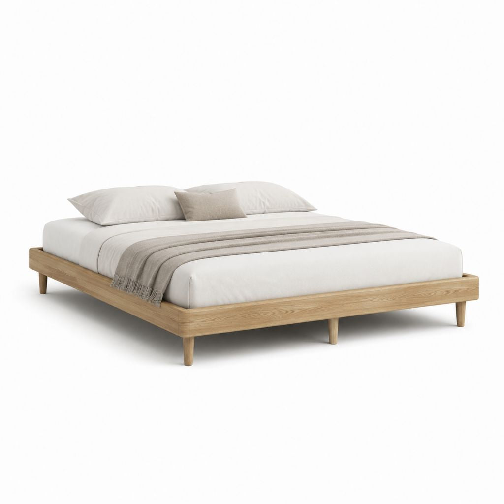 Futonbett Eiche massiv natur 160 x 200 cm rechteckiges Bettgestell