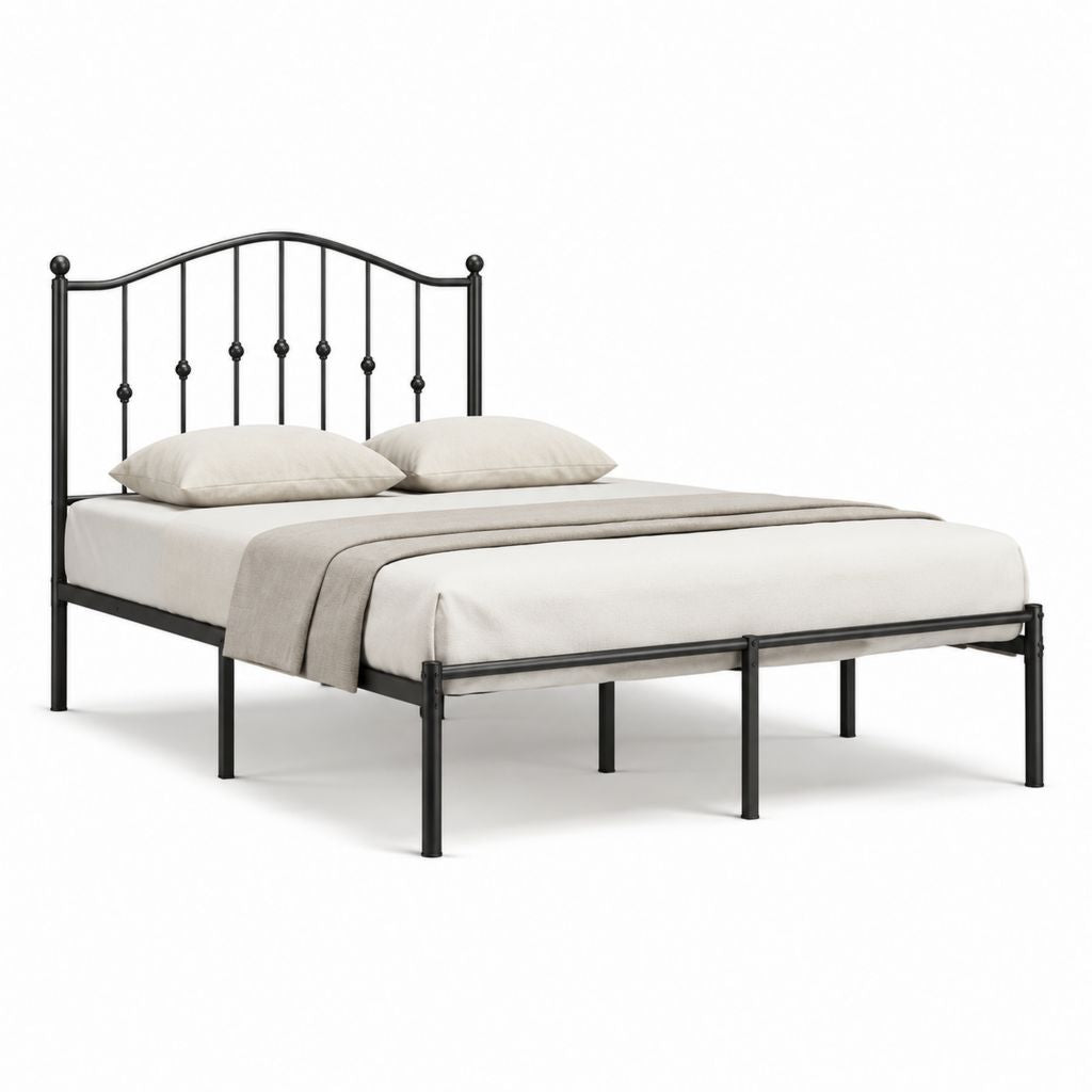 Metallbett Bettgestell Schwarz aus pulverbeschichtetem Stahl rechteckig 160 x 200 cm