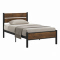 Einzelbettgestell Braun Schwarz aus MDF und Stahl für 90 x 200 cm Matratze 96 x 207 x 100 cm