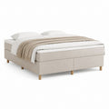 Boxspringbett Beige mit Polyesterbezug und Holzfüßen 180 x 200 cm