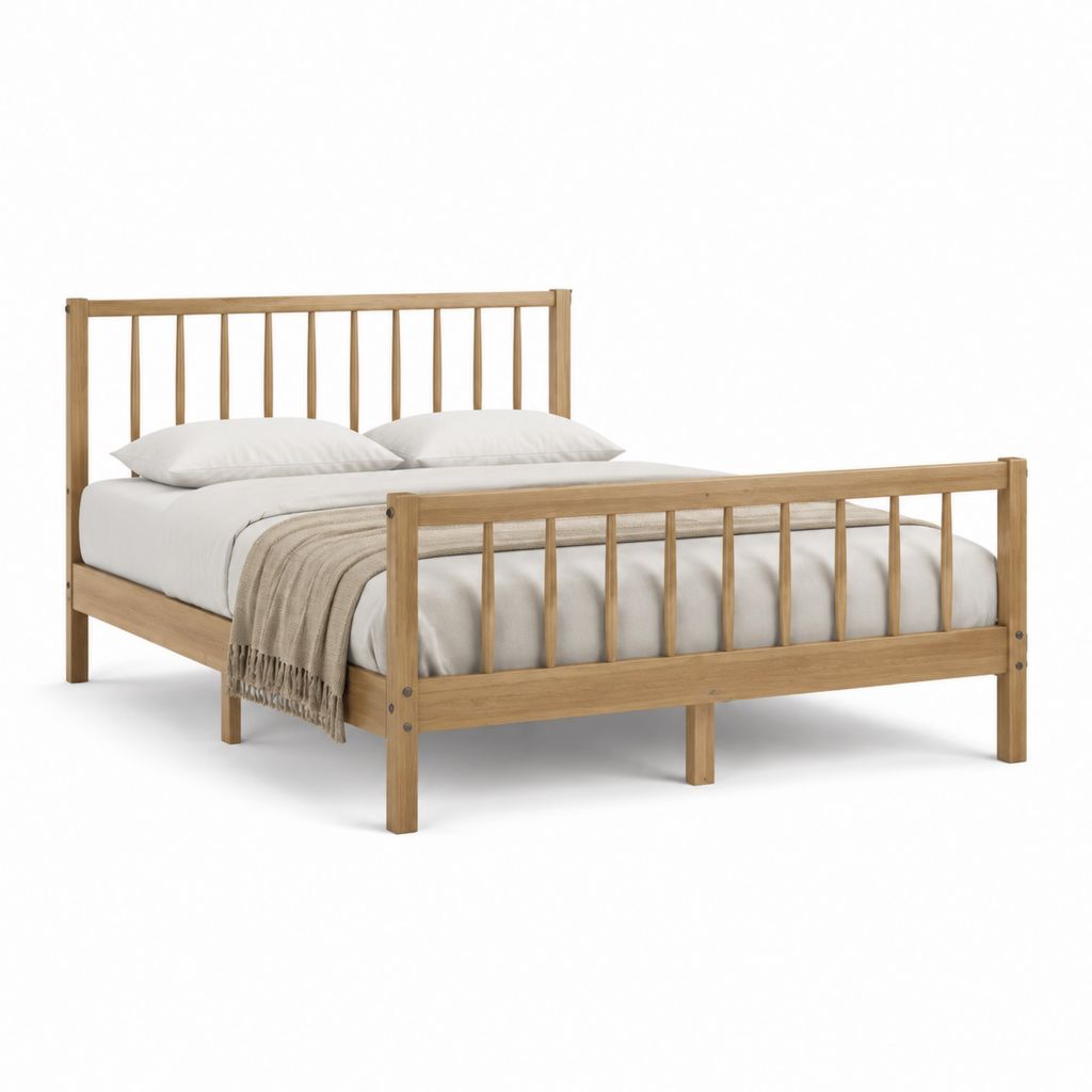 Doppelbett Bettgestell Naturfarben Massivholz Kiefer Rechteckig 160 x 200 cm