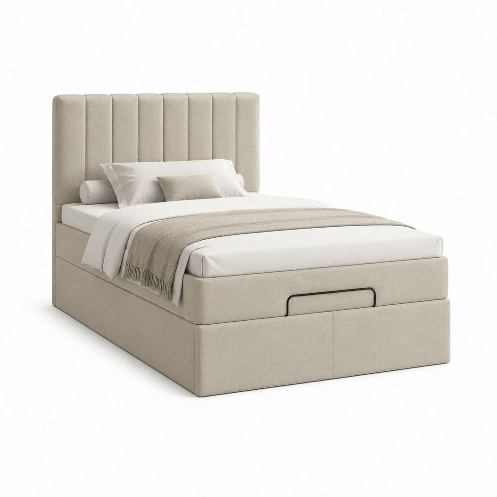 Polsterbett mit Frontschublade Beige Polyester Rechteckig 160 x 200 cm