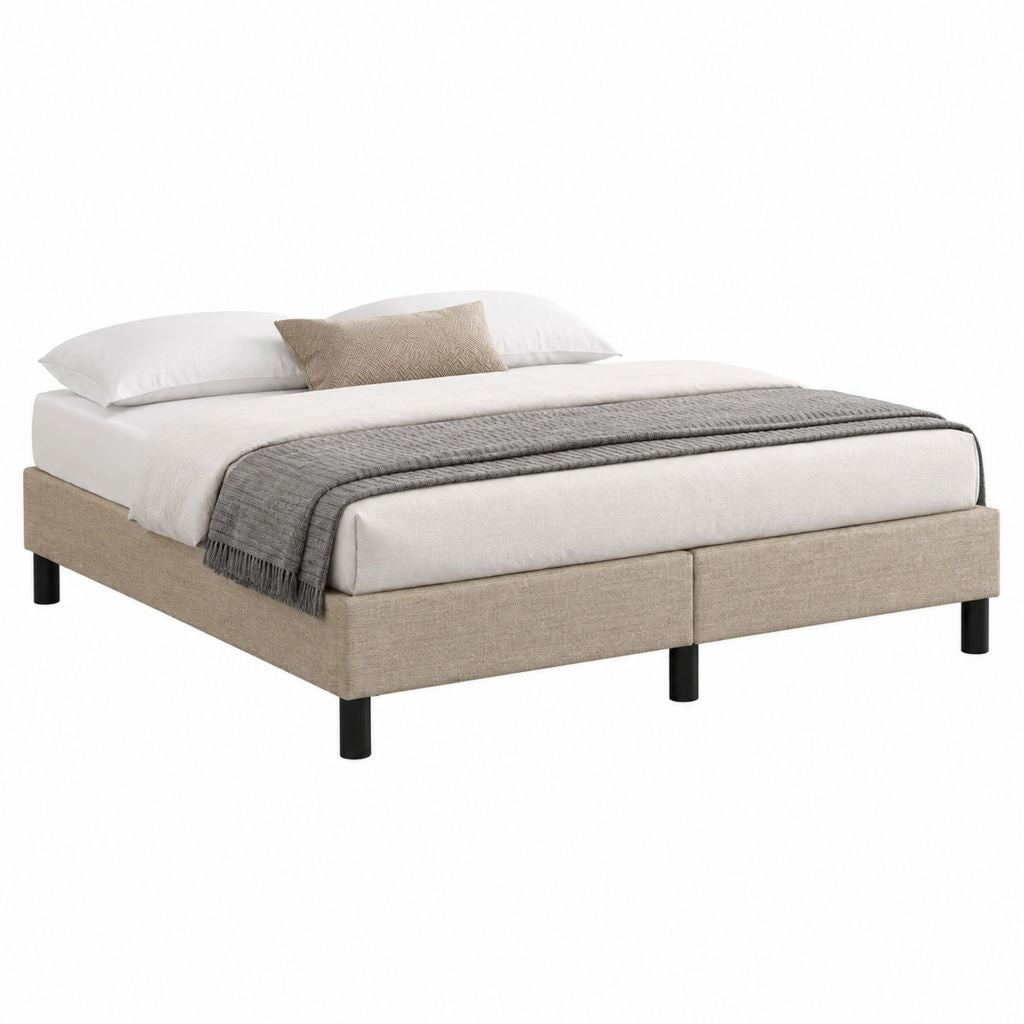 Polsterbett Doppelbett Beige Polyester Rechteckig 160 x 200 cm
