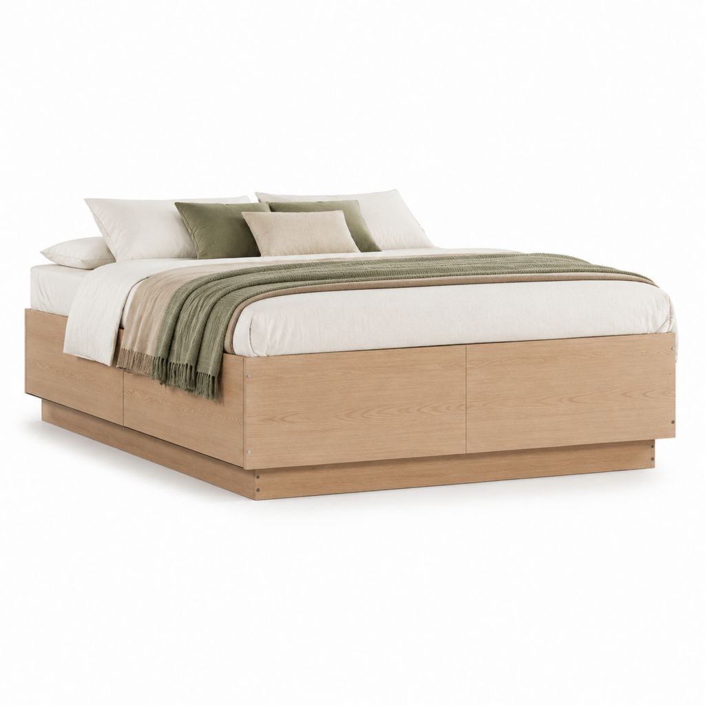Doppelbett Bettgestell Eichefarben Spanplatte rechteckig 180 x 200 cm